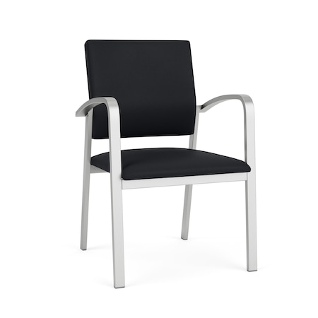 Newport Guest Chair Metal Frame, Silver, MD Black Upholstery